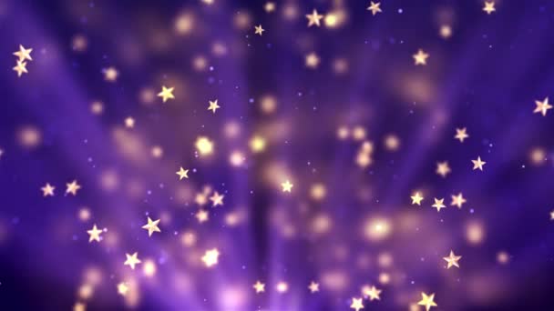 Star Purple Romantic Spinning Dangling Glowing Star Colored Particles Moving — Stock Video