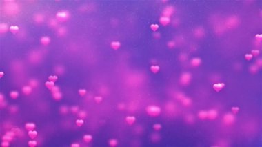 Purple heart madalyası sorunsuz hareketli romantik iplik sarkan parlayan aşk kalpler renkli parçacıklar hareket döngü arka plan için Sevgililer günü, anneler günü, Doğum günü, düğün, davet tebrik yıldönümü,.