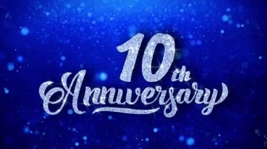 10th anniversary parlak metin tebrik mavi parlak parlayan Glitter Glamour toz yanıp sönen parçacıklar sürekli kesintisiz ilmekledi arka plan istiyor