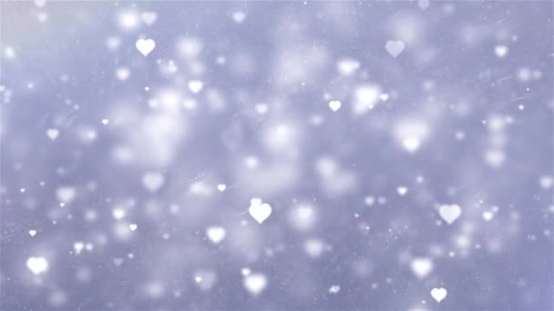 Beyaz Gri Döndürmek Romantik Iplik Sarkan Parlayan Aşk Renkli Parçacıklar — Stok video