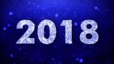 2018 tebrik parlak metin dilekler Glitter köpüklü Glitter Glamour toz parçacıkları sürekli kesintisiz ilmekledi arka plan yanıp sönen mavi