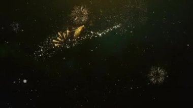 6 k takipçileri metin tebrik ve dilekler Glitter parçacıklar ve maytap ışık karanlık gece gökyüzü ile renkli havai fişek 4 k arka plan Made kartı.