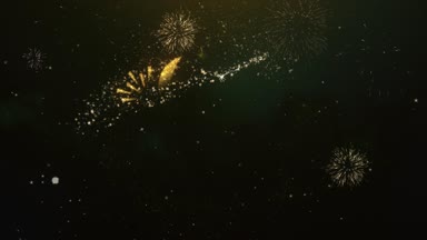 6m ve dilek takipçileri metin tebrik kartı Made Glitter parçacıklar ve maytap ışık karanlık gece gökyüzü ile renkli havai fişek 4k arka plan.