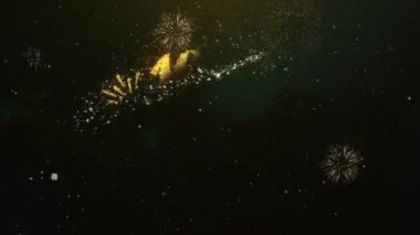 10 k takipçileri metin tebrik ve dilekler Glitter parçacıklar ve maytap ışık karanlık gece gökyüzü ile renkli havai fişek 4 k arka plan Made kartı.