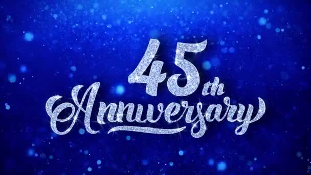 45Th Anniversary Greeting Shiny Text Wishes Blue Glitter Sparkling Glitter — Stock Video