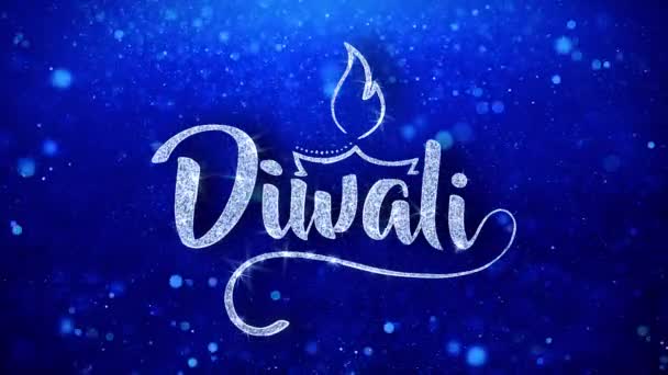 Happy Diwali Salutations Texte Brillant Souhaite Bleu Paillettes Scintillantes Paillettes — Video