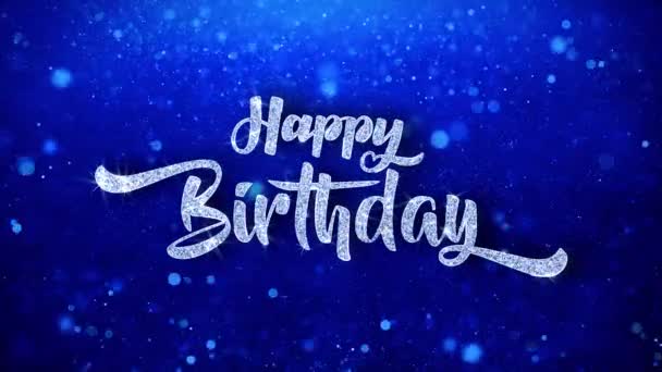 Buon Compleanno Saluto Testo Lucido Auguri Blu Glitter Scintillante Glitter — Video Stock