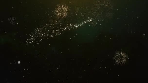 Výročí Text Pozdrav Přání Karta Glitter Částic Prskavky Světlo Temné — Stock video