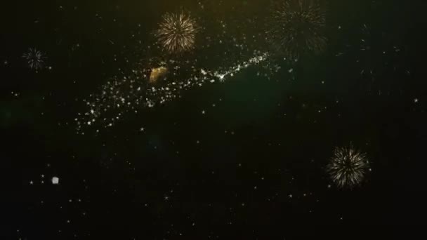 Mutlu Yıllar Made Glitter Parçacıklar Maytap Işık Karanlık Gece Gökyüzü — Stok video
