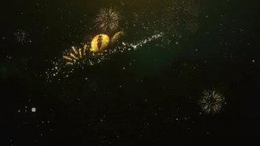 20 k takipçileri metin tebrik ve dilekler Glitter parçacıklar ve maytap ışık karanlık gece gökyüzü ile renkli havai fişek 4 k arka plan Made kartı.