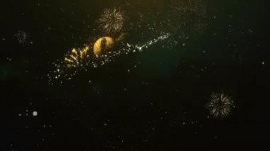 20m aboneleri metin tebrik ve dilek kartı Made Glitter parçacıklar ve maytap ışık karanlık gece gökyüzü ile renkli havai fişek 4k arka plan.