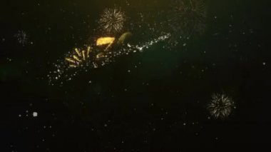 30 k takipçileri metin tebrik ve dilekler Glitter parçacıklar ve maytap ışık karanlık gece gökyüzü ile renkli havai fişek 4 k arka plan Made kartı.