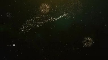 35 yıldönümü metin tebrik ve dilek kartı Made Glitter parçacıklar ve maytap ışık karanlık gece gökyüzü ile renkli havai fişek 4k arka plan.
