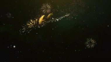 60 k takipçileri metin tebrik ve dilekler Glitter parçacıklar ve maytap ışık karanlık gece gökyüzü ile renkli havai fişek 4 k arka plan Made kartı.