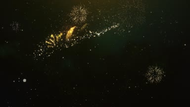 60m aboneleri metin tebrik ve dilek kartı Made Glitter parçacıklar ve maytap ışık karanlık gece gökyüzü ile renkli havai fişek 4k arka plan.