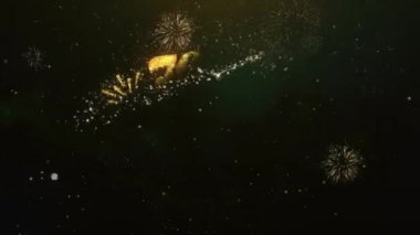  70 k takipçileri metin tebrik ve dilekler Glitter parçacıklar ve maytap ışık karanlık gece gökyüzü ile renkli havai fişek 4 k arka plan Made kartı.