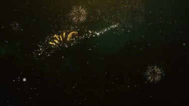 200 k takipçileri metin tebrik ve dilekler Glitter parçacıklar ve maytap ışık karanlık gece gökyüzü ile renkli havai fişek 4 k arka plan Made kartı.