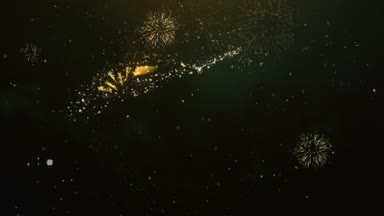 300 k takipçileri metin tebrik ve dilekler Glitter parçacıklar ve maytap ışık karanlık gece gökyüzü ile renkli havai fişek 4 k arka plan Made kartı.