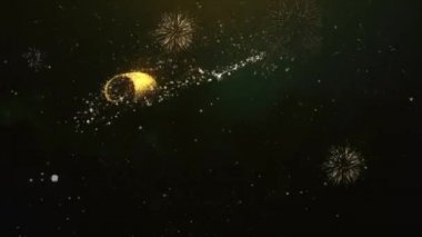 2018 metin tebrik ve dilekler Glitter parçacıklar ve maytap ışık karanlık gece gökyüzü ile renkli havai fişek 4 k arka plan Made kartı.
