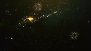 2021 metin tebrik ve dilekler Glitter parçacıklar ve maytap ışık karanlık gece gökyüzü ile renkli havai fişek 4 k arka plan Made kartı.