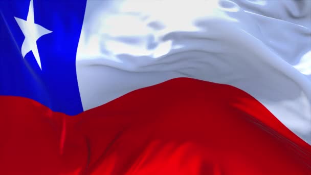 14. Chile Flag Waving in Wind Continuous Seamless Loop Background. — Stock Video