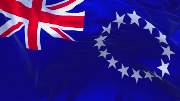16. Cook Islands Flagge weht im Wind kontinuierlich nahtlose Schleife Hintergrund. — Stockvideo