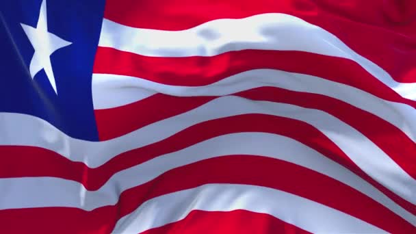 22. Liberia Flag Waving in Wind Continuous Seamless Loop Background. — Stock Video