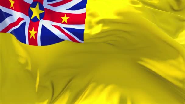 26. Niue flagga vajande i vinden kontinuerlig sömlös Loop bakgrunden. — Stockvideo