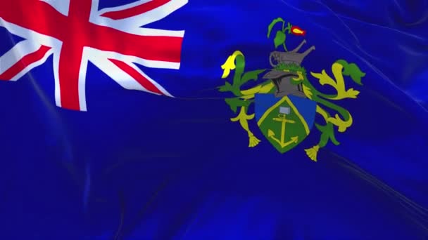 28. Bandeira das Ilhas Pitcairn acenando em fundo de loop sem costura contínua de vento . — Vídeo de Stock