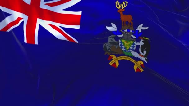 32. Jižní Georgie a Jižní Sandwichovy ostrovy vlajka vlající pozadí smyčky — Stock video