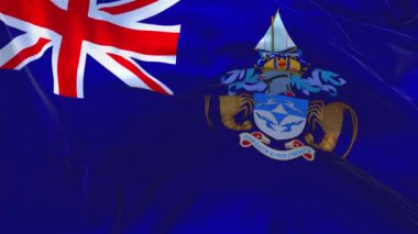 34. Tristan da Cunha bayrağı dalgalanan arka planda rüzgar sürekli kesintisiz döngü.