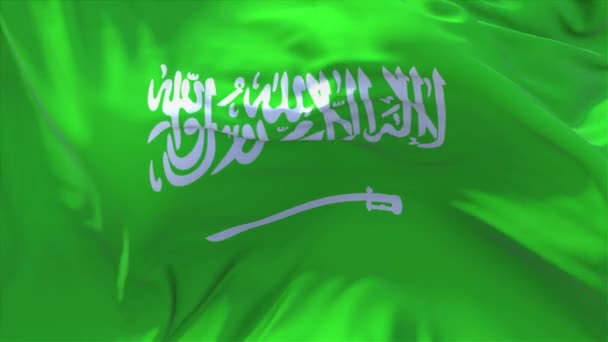 44. Saudi Arabia Flag Waving in Wind Continuous Seamless Loop Background. — Stock Video