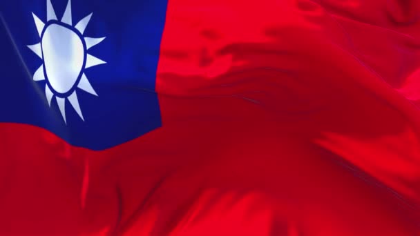 55. Тайваньский флаг, размахивающий непрерывным кругом ветра . — стоковое видео