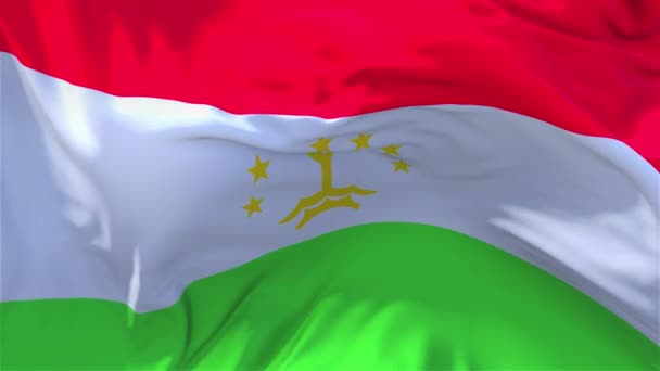 56. Τατζικιστάν σημαία κυματίζει στο παρασκήνιο συνεχή αδιάλειπτη βρόχο Άνεμος. — Αρχείο Βίντεο