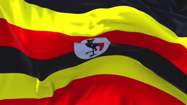 62. Uganda Flag Waving in Wind Continuous Seamless Loop Background. — Stock Video