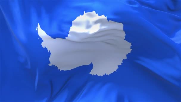 65 ans. Drapeau de l'Antarctique agitant dans le vent continu fond de boucle sans couture .
