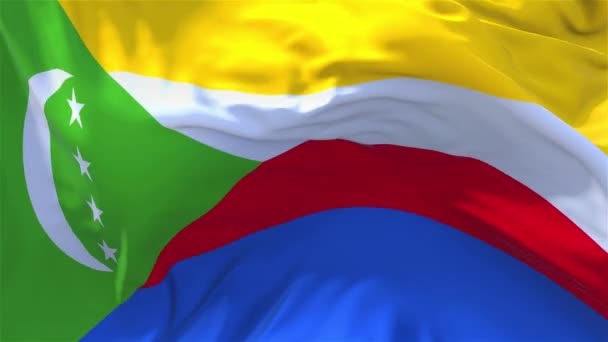 70. Bandeira de Comores acenando em fundo de loop sem costura contínua de vento . — Vídeo de Stock