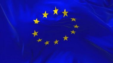 78. Rüzgar sürekli sorunsuz döngü arka planda sallayarak Avrupa Birliği bayrağı.