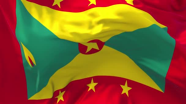 79. Флаг Гренады, развевающийся на фоне непрерывного непрерывного бесшовного цикла ветра . — стоковое видео