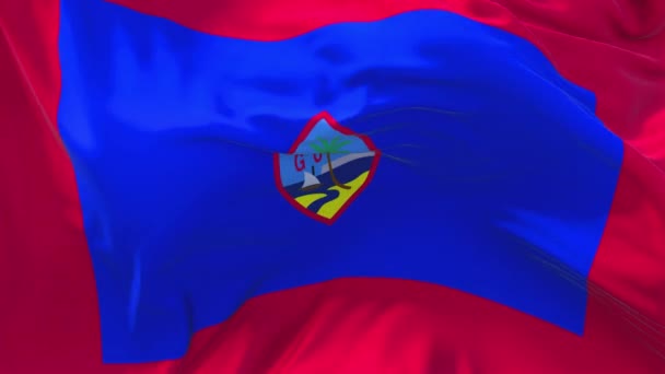 グアムの旗風スロー モーション アニメーションに 現実的な生地テクスチャ フラグ滑らかな吹く風の強い日連続シームレスなループ背景 — ストック動画