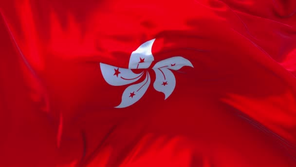 82. Χονγκ Κονγκ σημαία κυματίζει στο παρασκήνιο συνεχή αδιάλειπτη βρόχο Άνεμος. — Αρχείο Βίντεο