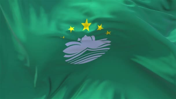 91. Bandeira de Macau acenando em fundo de loop sem costura contínua de vento . — Vídeo de Stock