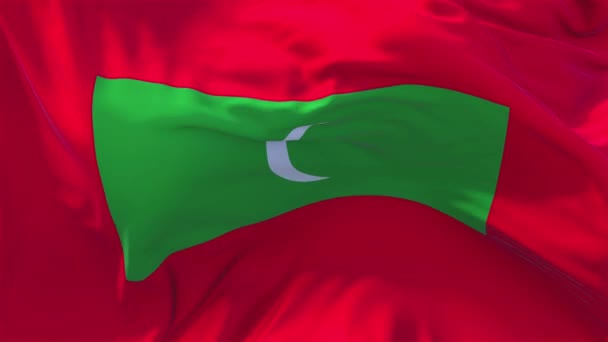 92. Maldives Drapeau agitant dans le vent Boucle sans couture continue Arrière-plan . — Video