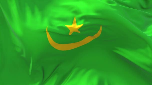 93. Мавританії прапор махав у вітер безперервне безшовної фону. — стокове відео