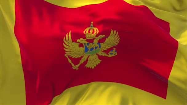 95. Μαυροβουνίου σημαία κυματίζει στο παρασκήνιο συνεχή αδιάλειπτη βρόχο Άνεμος. — Αρχείο Βίντεο