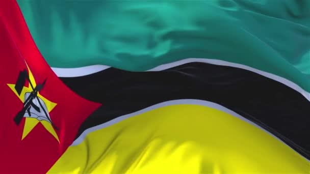 97. Bandeira de Moçambique acenando em vento contínuo sem costura Loop fundo . — Vídeo de Stock