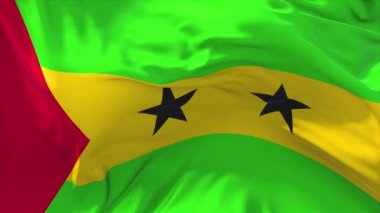 106. Sao Tome ve Principe bayrak sallayarak sürekli sorunsuz döngü arka plan.
