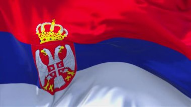 107. Sırbistan bayrak rüzgar sürekli sorunsuz döngü arka planda sallayarak.