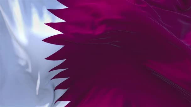 100. Qatar bandiera sventola nel vento continuo senza soluzione di continuità Loop sfondo . — Video Stock