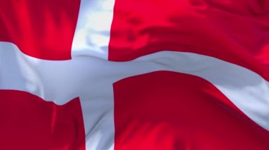 110. Danimarka bayrak rüzgar sürekli sorunsuz döngü arka planda sallayarak.